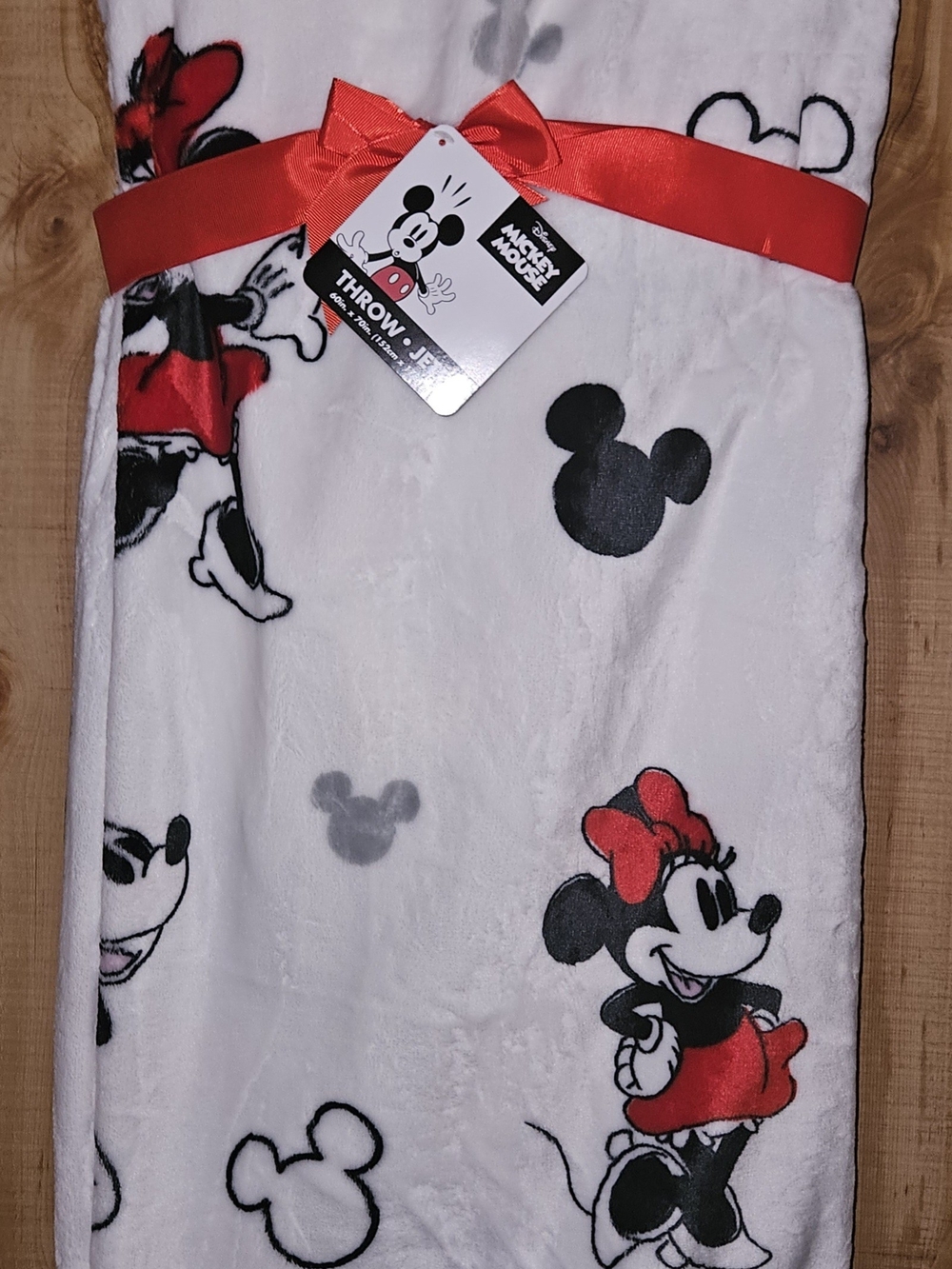 Disney Minnie Mouse Plush Throw Blanket - White, Red & Black